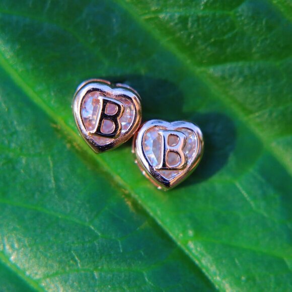 😍GIFT 💝HEART INITIAL ROSE GOLD EARRINGS WOMEN GIRLS MOM DAUGHTER, ELDM153RG - Picture 7 of 13